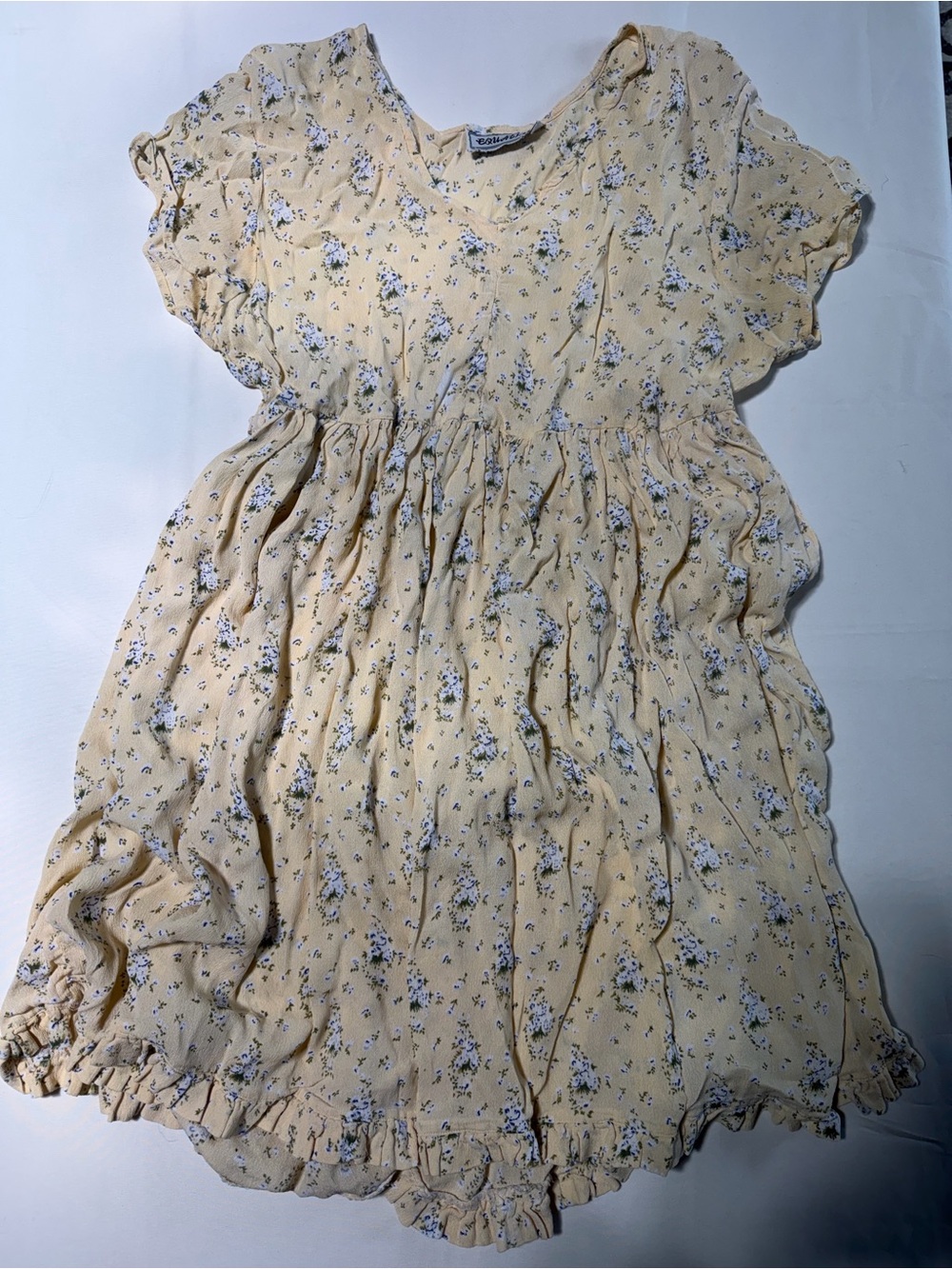 Yellow Floral Ruffle Dress
